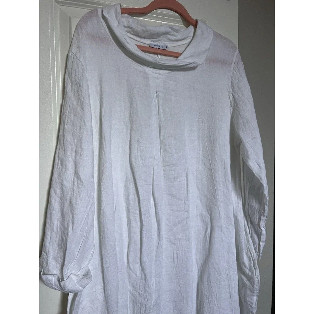Diverse Italia White Linen Dress One Size Fits To Up XXXL - Picture 2 of 6